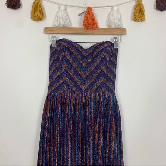 NWT Dress the Population Rosalie Strapless Metallic Chevron Dress Size XS - Picture 4 of 16